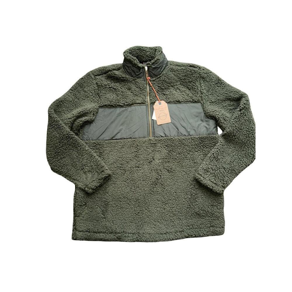 New Vintage Weatherproof Fleece Sherpa Jacket  1/4 Zip Size L Dark Green